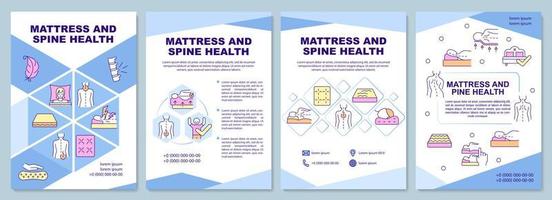 Mattress and spine health brochure template. Back pain relief. Flyer, booklet, leaflet print, cover design with linear icons. Vector layouts for presentation, annual reports, advertisement pages