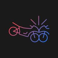 Motorcycles accident gradient vector icon for dark theme. Head-on collision of motorcyclists. Speeding-related crash. Thin line color symbol. Modern style pictogram. Vector isolated outline drawing