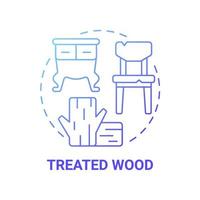 Icono de concepto degradado azul de madera tratada. muebles de madera reciclado idea abstracta ilustración de línea fina. reprocesamiento de madera. servicio de recogida de residuos. dibujo de color de contorno aislado vectorial vector