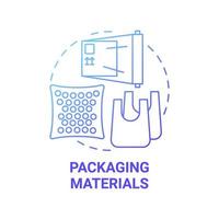 Packaging materials blue gradient concept icon. Waste management abstract idea thin line illustration. Plastic packet recycling. Pack material reprocess. Vector isolated outline color drawing