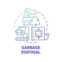 Garbage disposal blue gradient concept icon. Waste management process abstract idea thin line illustration. Waste recycling plant. Trash reprocess. Vector isolated outline color drawing