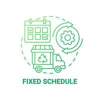 Fixed schedule green gradient concept icon. Waste management abstract idea thin line illustration. Garbage pickup calendar. Collection and disposal. Vector isolated outline color drawing