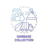 Garbage collection blue gradient concept icon. Waste management process abstract idea thin line illustration. Trash collection truck. Rubbish recycling. Vector isolated outline color drawing