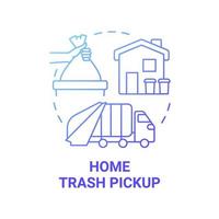 Home trash pickup blue gradient concept icon. Waste collection and disposal abstract idea thin line illustration. Garbage management. Rubbish transfer. Vector isolated outline color drawing