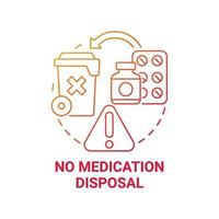 No hay icono de concepto degradado rojo de eliminación de medicamentos. gestión de residuos idea abstracta ilustración de línea fina. Triturador de basura Pharmaceutica. basura peligrosa. dibujo de color de contorno aislado vectorial vector