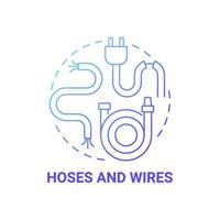 Hoses and wires blue gradient concept icon. Waste collection and disposal abstract idea thin line illustration. Garden hose and electric wire recycle. Vector isolated outline color drawing