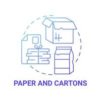 Paper and cartons blue gradient concept icon. Waste management abstract idea thin line illustration. Waste paper and cardboard recycling and reuse. Vector isolated outline color drawing