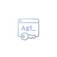 Letter and number password gradient linear vector icon. Defense service for secure website. Password management. Thin line color symbol. Modern style pictogram. Vector isolated outline drawing