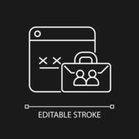 Corporate password white linear icon for dark theme. Password management for employees. Thin line customizable illustration. Isolated vector contour symbol for night mode. Editable stroke