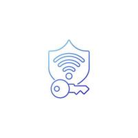 Protected wifi password gradient linear vector icon. Internet safety. Online privacy. Password management. Thin line color symbol. Modern style pictogram. Vector isolated outline drawing