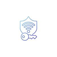 Protected wifi password gradient linear vector icon. Internet safety. Online privacy. Password management. Thin line color symbol. Modern style pictogram. Vector isolated outline drawing