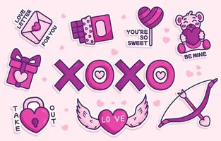 Valentine's Day Sticker Collection vector