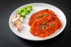 pork Korean marinated or fresh pork raw marinated with Korean spicy paste photo