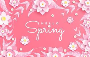 Hello Spring Floral Background vector