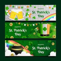 feliz día de san patricio conjunto de banners vector