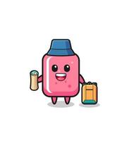 bubble gum mascot character as hiker vector
