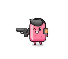 illustration of bubble gum cartoon doing shooting range vector