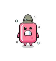 cute cartoon bubble gum with shivering expression vector