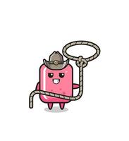 the bubble gum cowboy with lasso rope vector