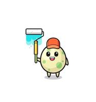 the spotted egg painter mascot with a paint roller vector