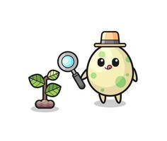 cute spotted egg herbalist researching a plants vector