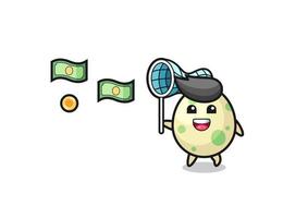 illustration of the spotted egg catching flying money vector