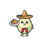 mascota de chef mexicano de huevo manchado sosteniendo un taco vector