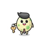 cute spotted egg as a real estate agent mascot vector