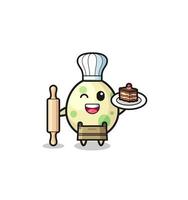 spotted egg as pastry chef mascot hold rolling pin vector