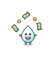 illustration of the milk drop catching money falling from the sky vector