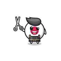 japan flag character as barbershop mascot vector