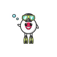 the japan flag diver cartoon character vector