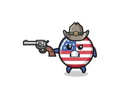 El vaquero de la bandera de los Estados Unidos disparando con una pistola