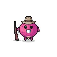 onion hunter mascot holding a gun vector