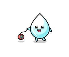 cartoon of cute milk drop playing a yoyo vector