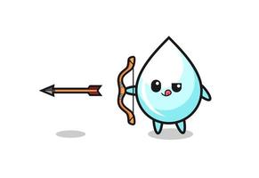 illustration of milk drop character doing archery vector