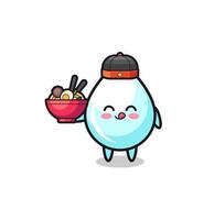 milk drop as Chinese chef mascot holding a noodle bowl vector