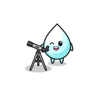 milk drop astronomer mascot with a modern telescope vector