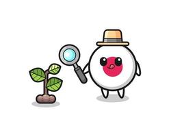 cute japan flag herbalist researching a plants vector