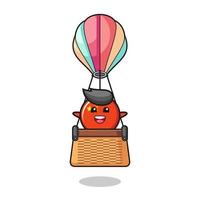 china flag mascot riding a hot air balloon vector