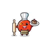 china flag as pastry chef mascot hold rolling pin vector