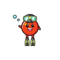 the china flag diver cartoon character vector