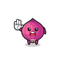 onion character doing stop gesture vector