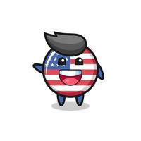 happy united states flag cute mascot character vector