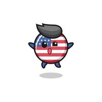 El personaje de la bandera de Estados Unidos está saltando gesto vector