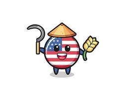 united states flag Asian farmer holding paddy vector