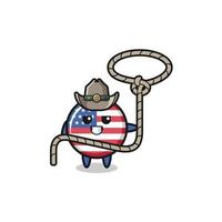 the united states flag cowboy with lasso rope vector