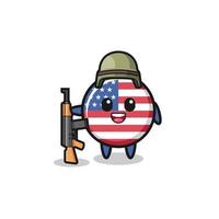 Linda mascota de la bandera de los Estados Unidos como soldado vector