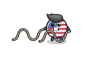 Ilustración de la bandera de Estados Unidos haciendo entrenamiento de cuerda de batalla vector