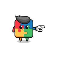 puzzle mascot with pointing right gesture vector